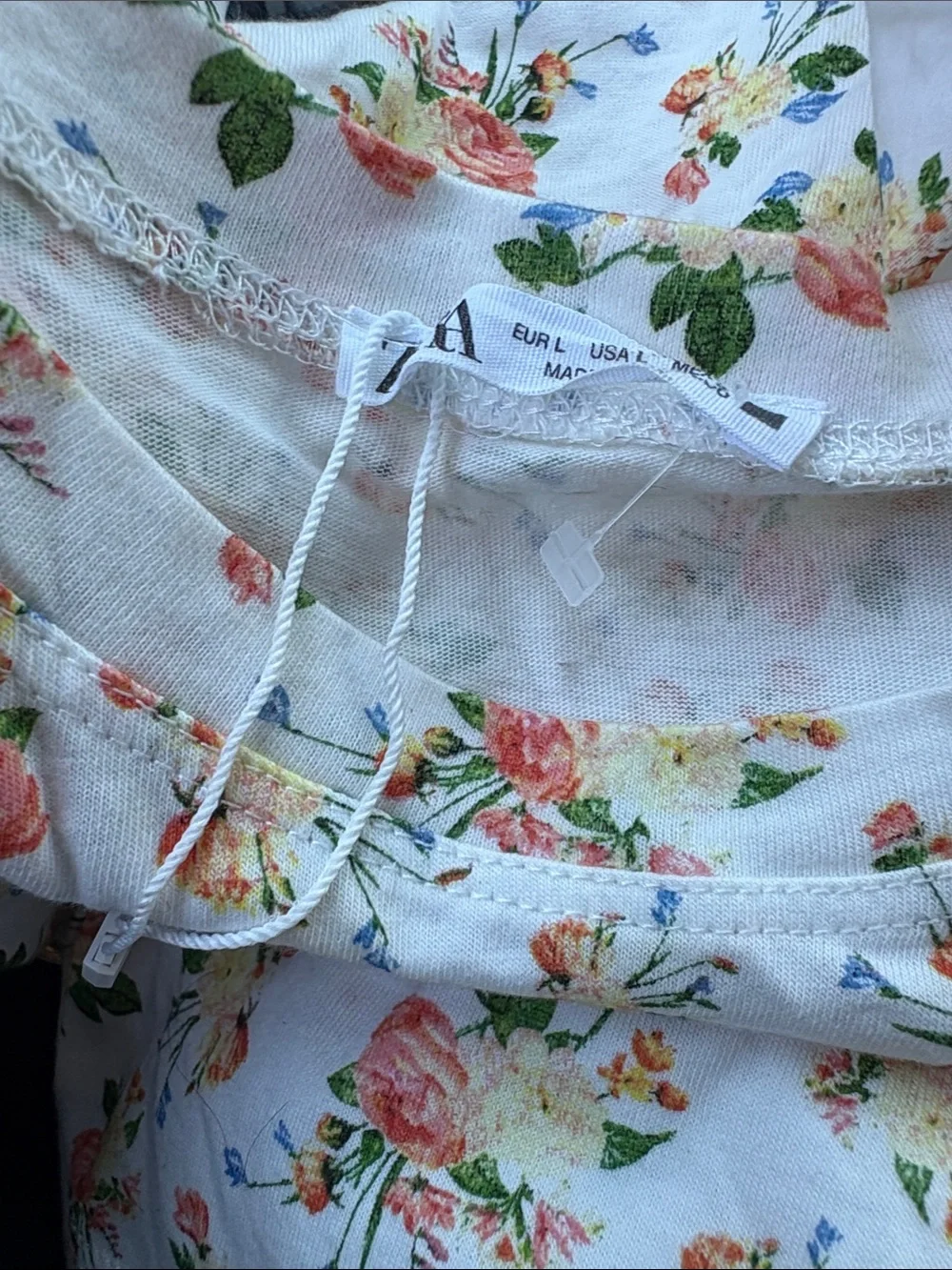 Zara Floral Puff Sleeve Blouse in Cream Size L NWOT